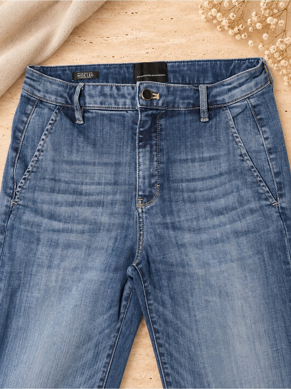 White House Black Market Wide-Leg Jeans in Faded Blue